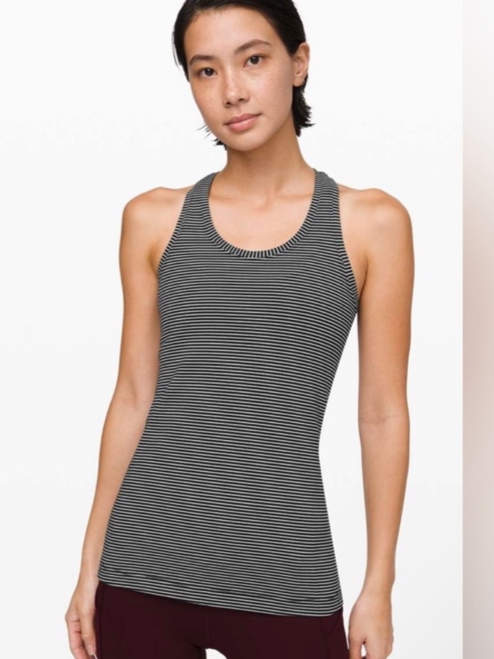 Lululemon Women’s Striped Racerback Tank Top - Black & White - Picture 6 of 7